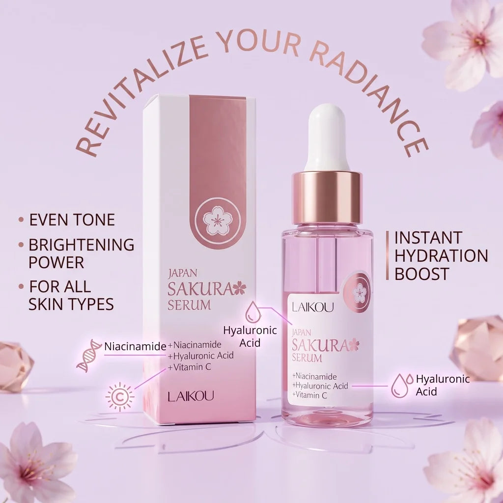 Sérum LAIKOU Sakura — Niacinamide, Acide Hyaluronique & Vitamine C