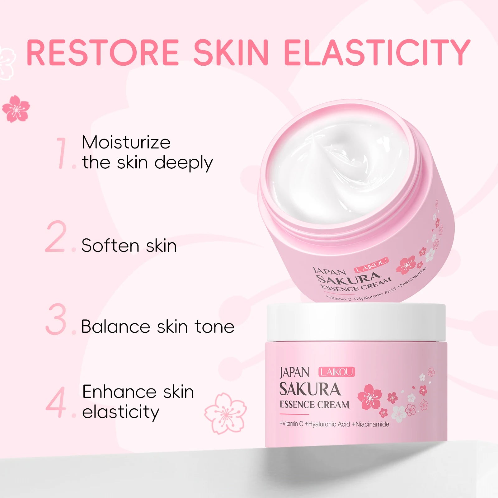 LAIKOU Kit 3 pièces masque de boue, gommage et crème Sakura