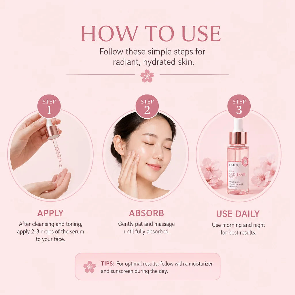 Sérum LAIKOU Sakura — Niacinamide, Acide Hyaluronique & Vitamine C