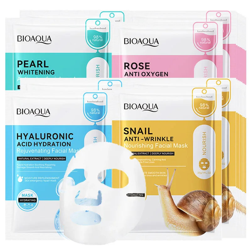 Masques visage à l'acide hyaluronique et à la bave d'escargot BIOAQUA