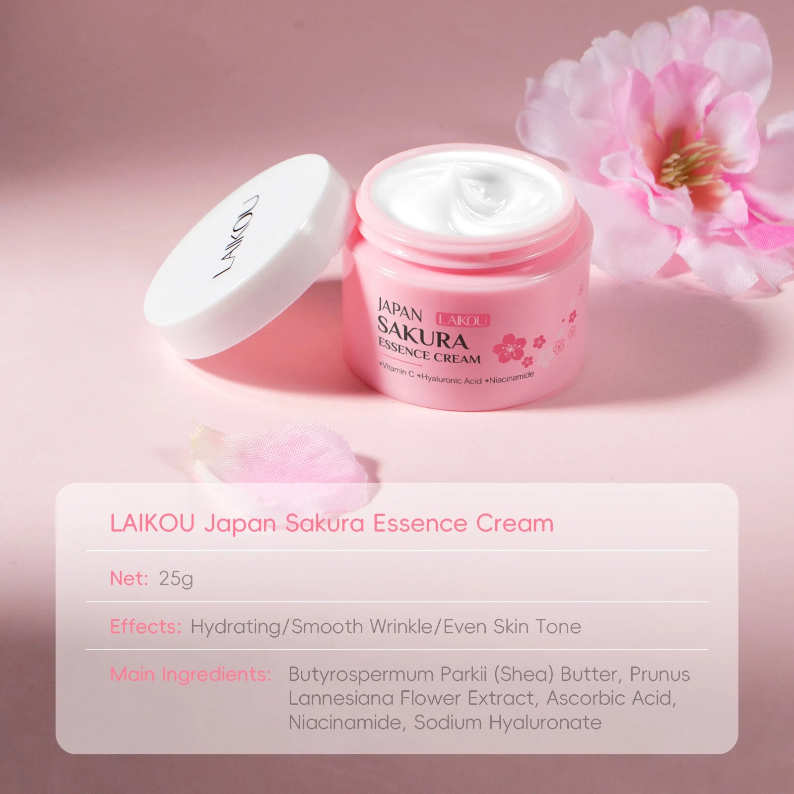 LAIKOU Kit 3 pièces masque de boue, gommage et crème Sakura
