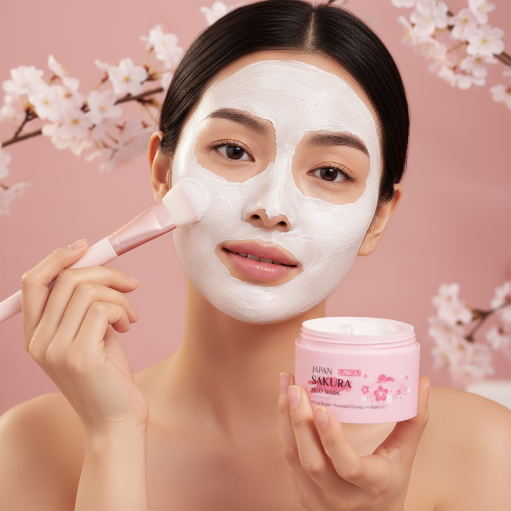 LAIKOU Kit 3 pièces masque de boue, gommage et crème Sakura